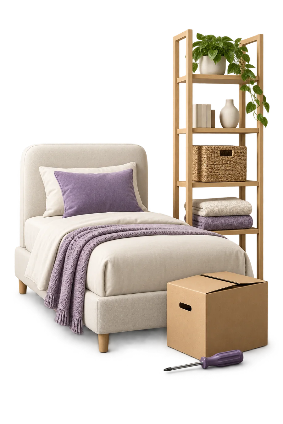 Bett und Regalsystem für professionelle Möbelmontage